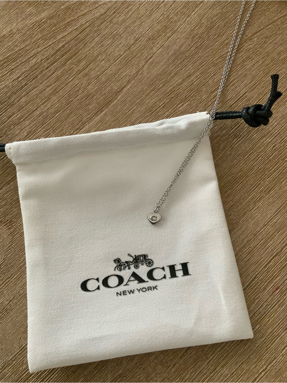 Coach Silver Heart Pendant Necklace NWT